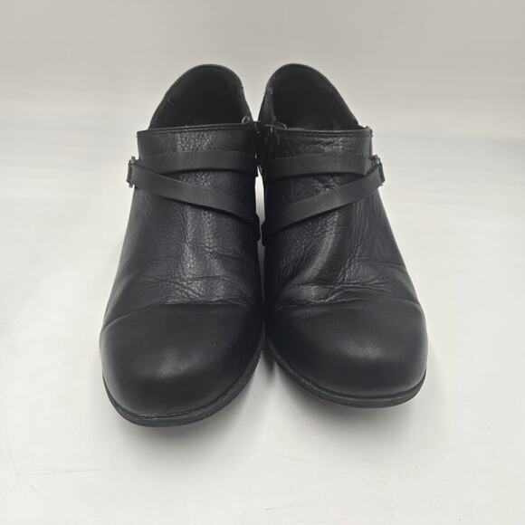 Clarks Collection Valerie 2 May Black Leather Ankle Boot Size 8.5 M Comfort Clog - Picture 2 of 7